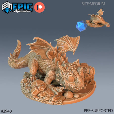 Baby Red Dragon Miniature | A - Tabletop RPG & D&D miniature. Perfect for wargaming & collectors