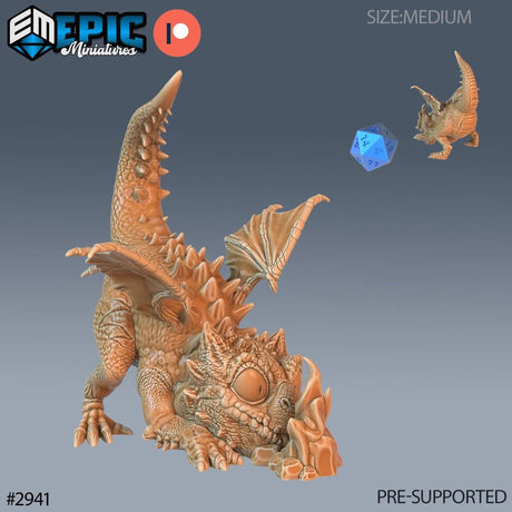 Baby Red Dragon Miniature | B - Tabletop RPG & D&D miniature. Perfect for wargaming & collectors