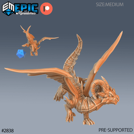 Green Baby Dragon Miniature | B - Tabletop RPG & D&D miniature. Perfect for wargaming & collectors