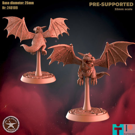 Black Baby Dragon Miniature | B - Tabletop RPG & D&D miniature. Perfect for wargaming & collectors