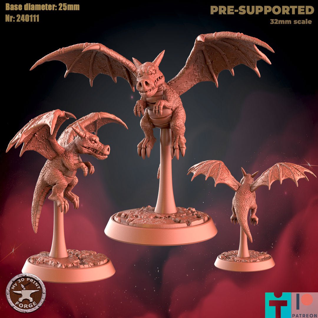 Black Baby Dragon Miniature | C - Tabletop RPG & D&D miniature. Perfect for wargaming & collectors