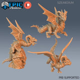 Green Baby Dragon Miniature | Set of 3 - Tabletop RPG & D&D miniature. Perfect for wargaming & collectors