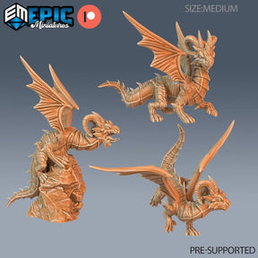 Green Baby Dragon Miniature | Set of 3 - Tabletop RPG & D&D miniature. Perfect for wargaming & collectors
