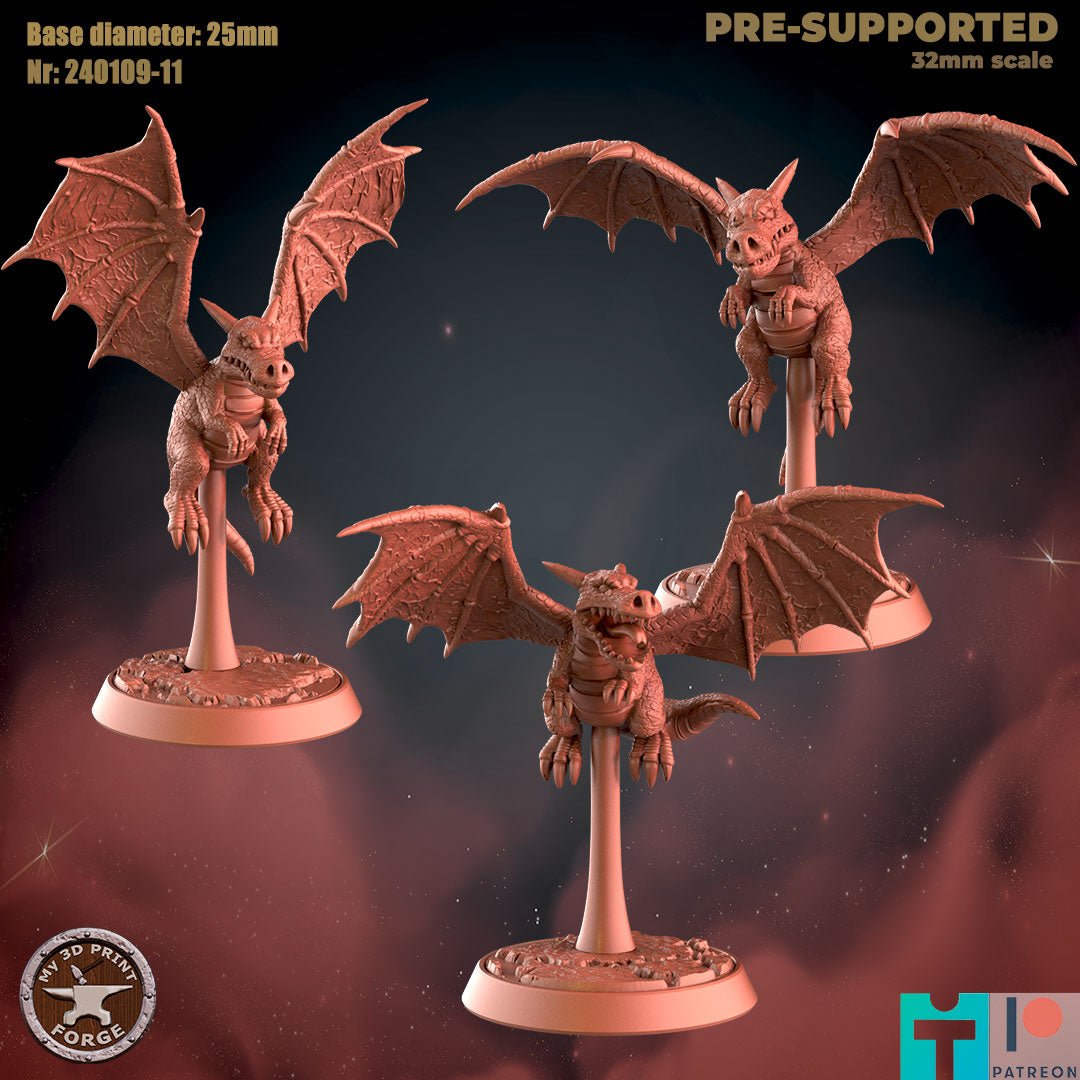 Baby Dragon Miniature - Set of 3 - 32mm