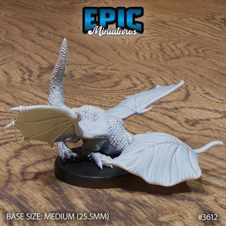 Baby White Dragon Miniature | 3612 - Tabletop RPG & D&D miniature. Perfect for wargaming & collectors