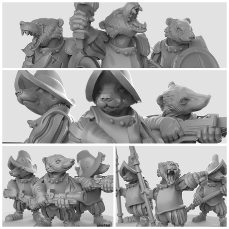 Badger Folk Miniature | 28mm - Tabletop RPG & D&D miniature. Perfect for wargaming & collectors