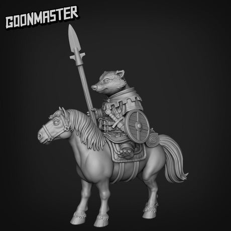 Badger Folk Rider Miniature | B - Tabletop RPG & D&D miniature. Perfect for wargaming & collectors