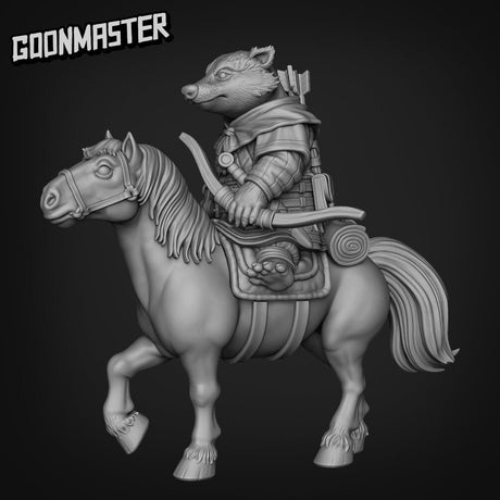 Badger Folk Rider Miniature | E - Tabletop RPG & D&D miniature. Perfect for wargaming & collectors