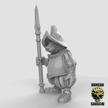 Badger Spearmen Miniature | A - Tabletop RPG & D&D miniature. Perfect for wargaming & collectors