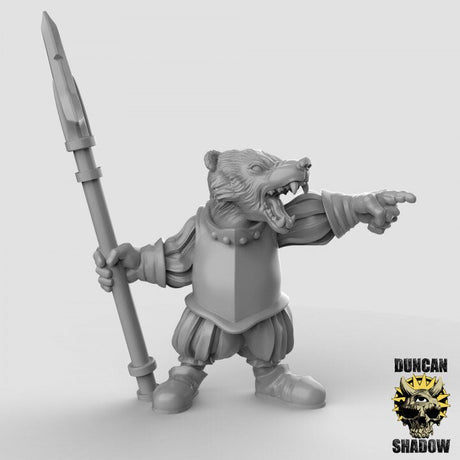 Badger Spearmen Miniature | B - Tabletop RPG & D&D miniature. Perfect for wargaming & collectors