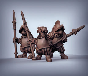 Badger Spearmen Miniature | Set of 3 - Tabletop RPG & D&D miniature. Perfect for wargaming & collectors