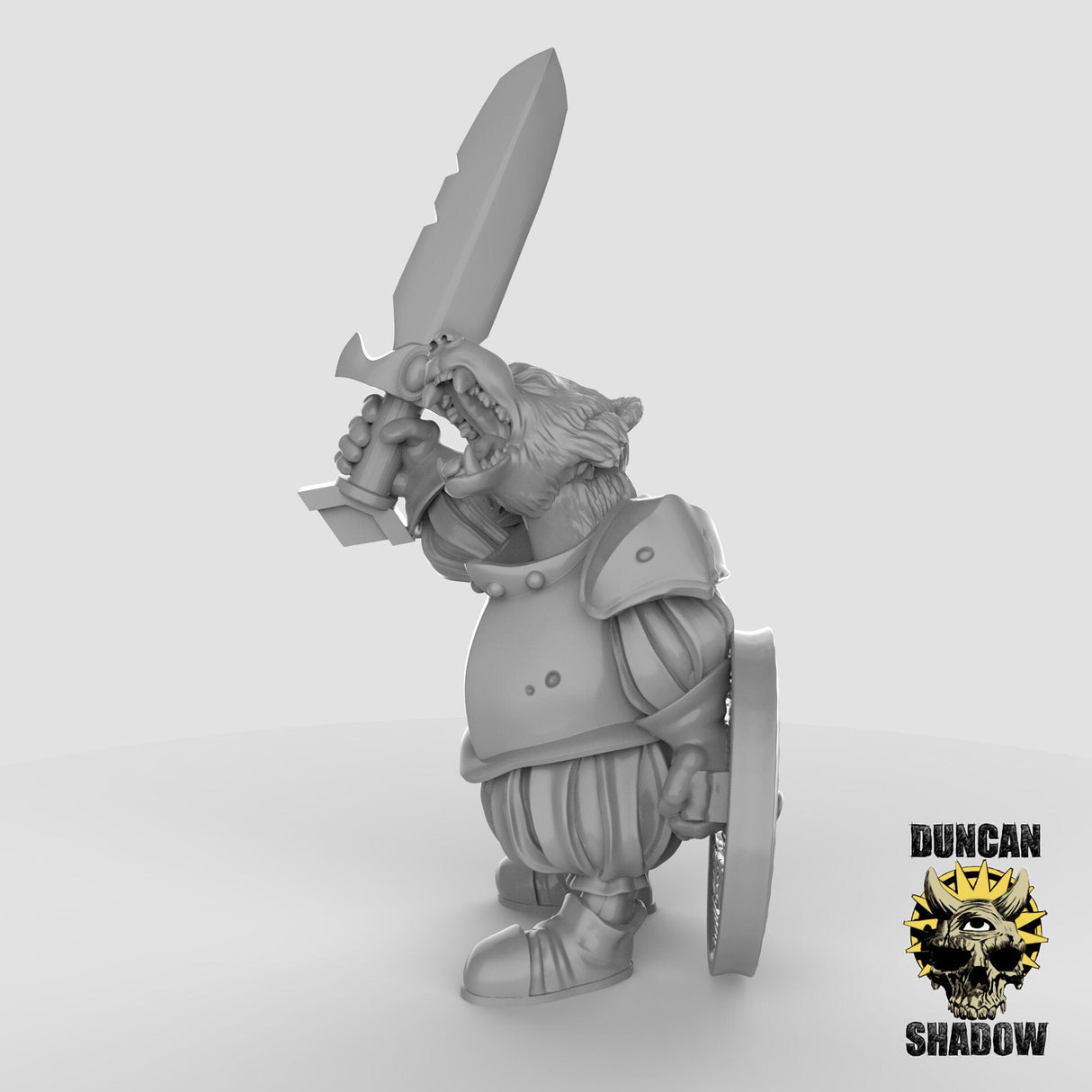 Badger Sword & Shield Miniature | B - Tabletop RPG & D&D miniature. Perfect for wargaming & collectors