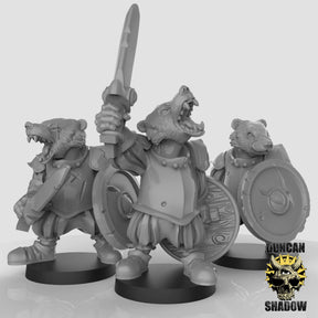 Badger Sword & Shield Miniature | Set of 3 - Tabletop RPG & D&D miniature. Perfect for wargaming & collectors