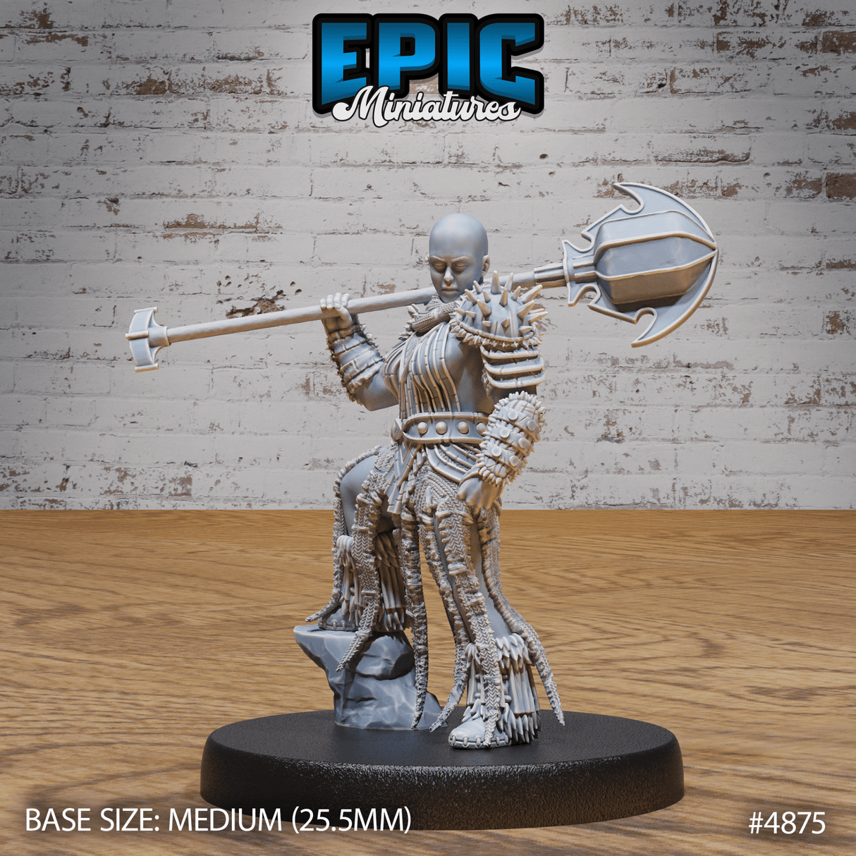 Bald Dwarf Female Miniature | A - Tabletop RPG & D&D miniature. Perfect for wargaming & collectors