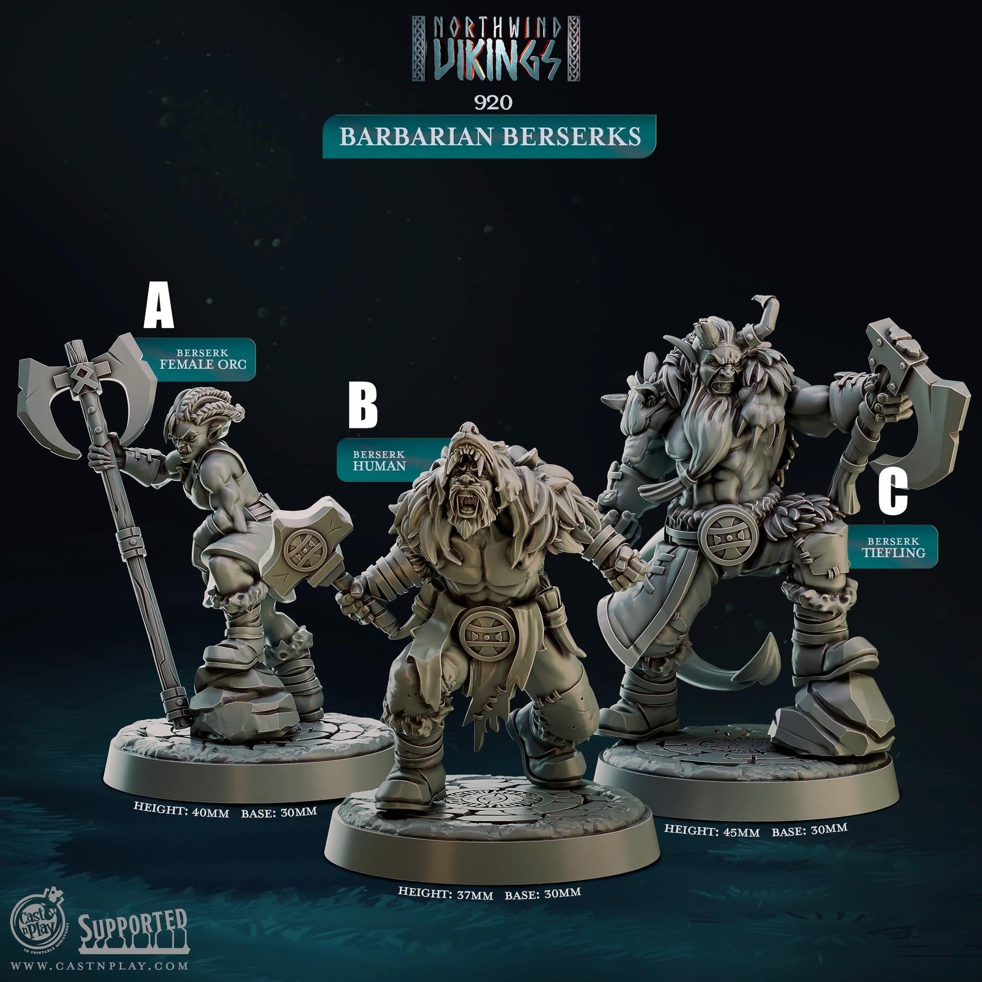 Barbarian Berserks Miniature - Viking A - 32mm