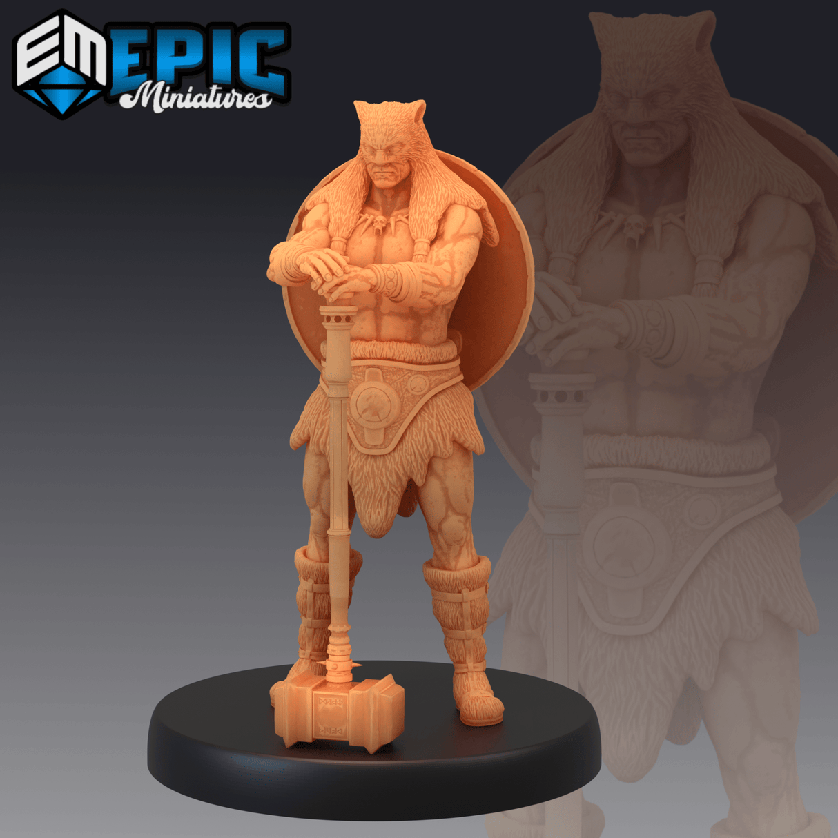 Barbarian Champion Miniature | B - Tabletop RPG & D&D miniature. Perfect for wargaming & collectors