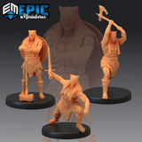 Barbarian Champion Miniature | Set of 3 - Tabletop RPG & D&D miniature. Perfect for wargaming & collectors