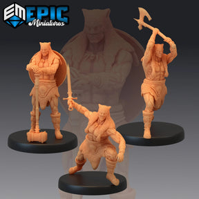 Barbarian Champion Miniature | Set of 3 - Tabletop RPG & D&D miniature. Perfect for wargaming & collectors