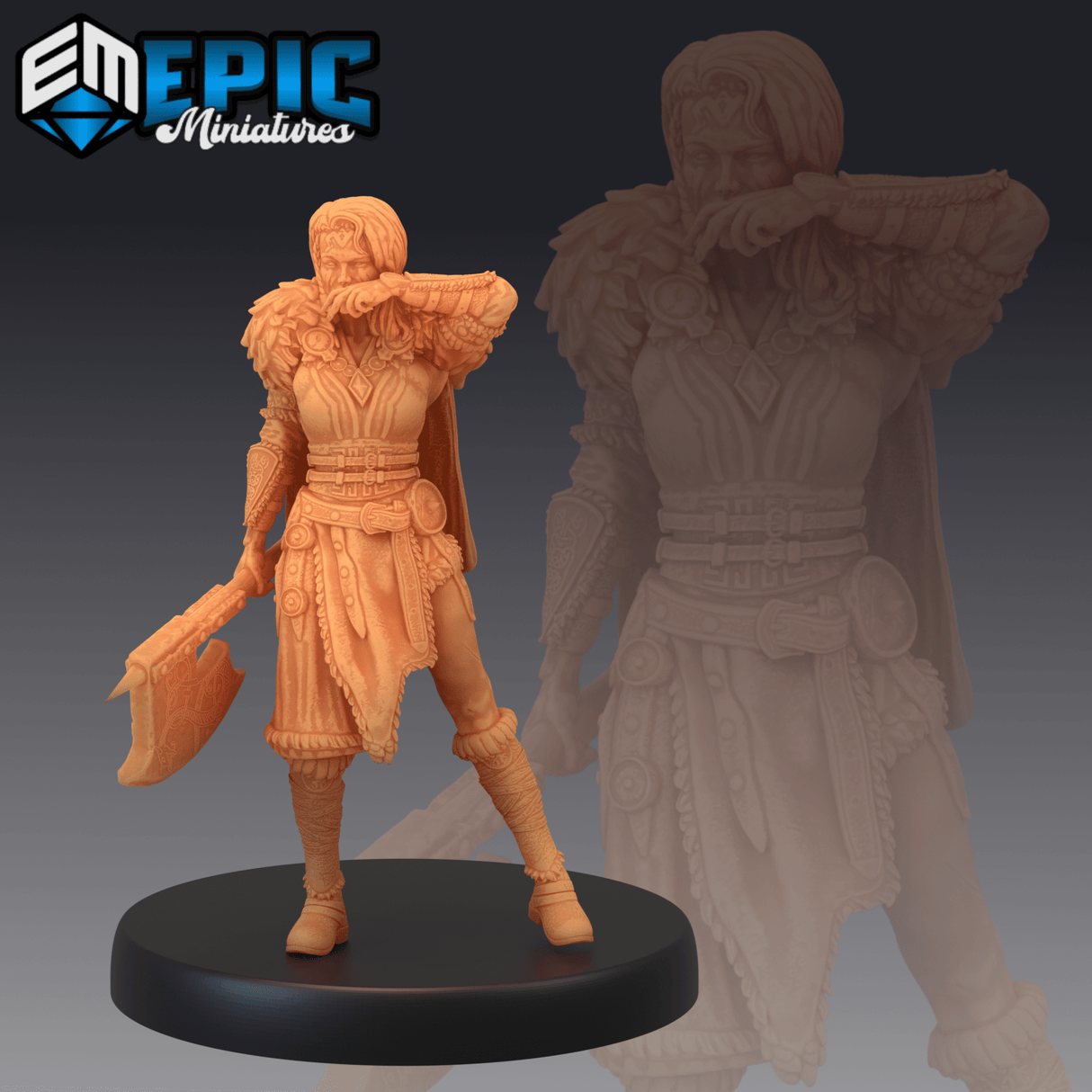 Barbarian Female Miniature | A - Tabletop RPG & D&D miniature. Perfect for wargaming & collectors