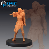 Barbarian Female Miniature | B - Tabletop RPG & D&D miniature. Perfect for wargaming & collectors