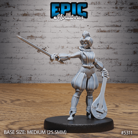 Bard Adventurer Female Miniature | C - Tabletop RPG & D&D miniature. Perfect for wargaming & collectors