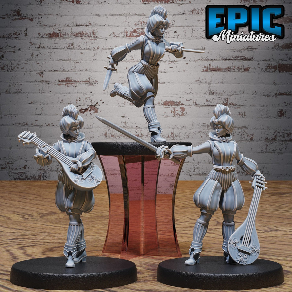 Bard Adventurer Female Miniature | Set of 3 - Tabletop RPG & D&D miniature. Perfect for wargaming & collectors