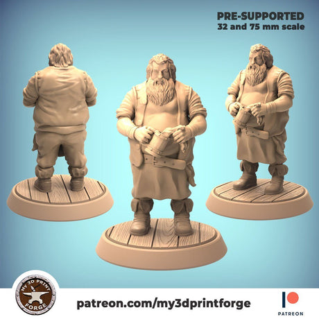 Bartender Miniature | A - Tabletop RPG & D&D miniature. Perfect for wargaming & collectors