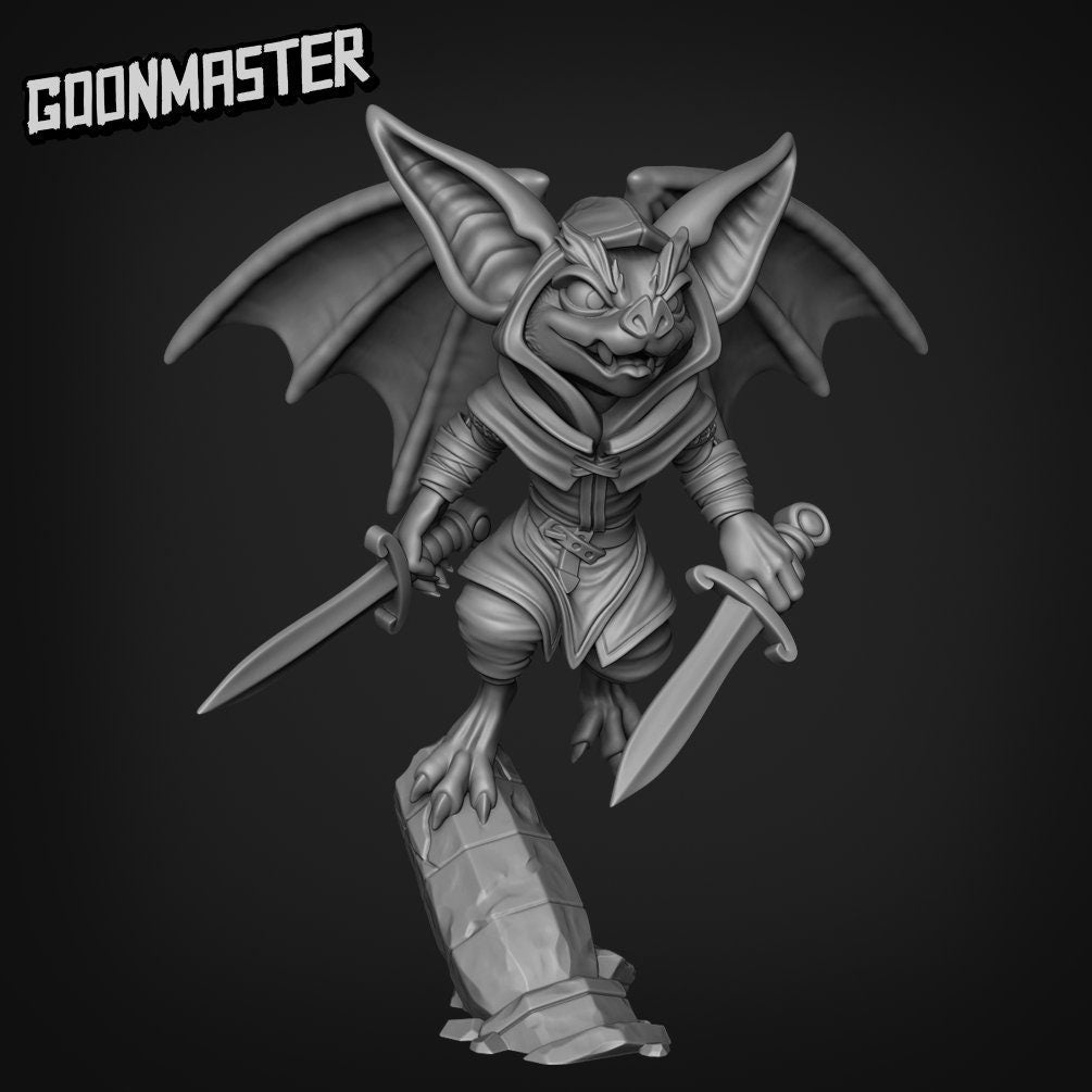 Bat Folk hooded Rogue Miniature | GL0006 - Tabletop RPG & D&D miniature. Perfect for wargaming & collectors