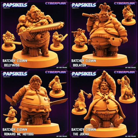 Batchoy Clown Miniature | Full Set All Models - Tabletop RPG & D&D miniature. Perfect for wargaming & collectors