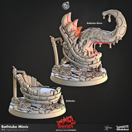 Bathtub Mimic Miniature | Bathtub - Tabletop RPG & D&D miniature. Perfect for wargaming & collectors