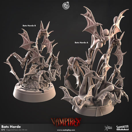 Bats Horde, Vampires Miniature | A - Tabletop RPG & D&D miniature. Perfect for wargaming & collectors