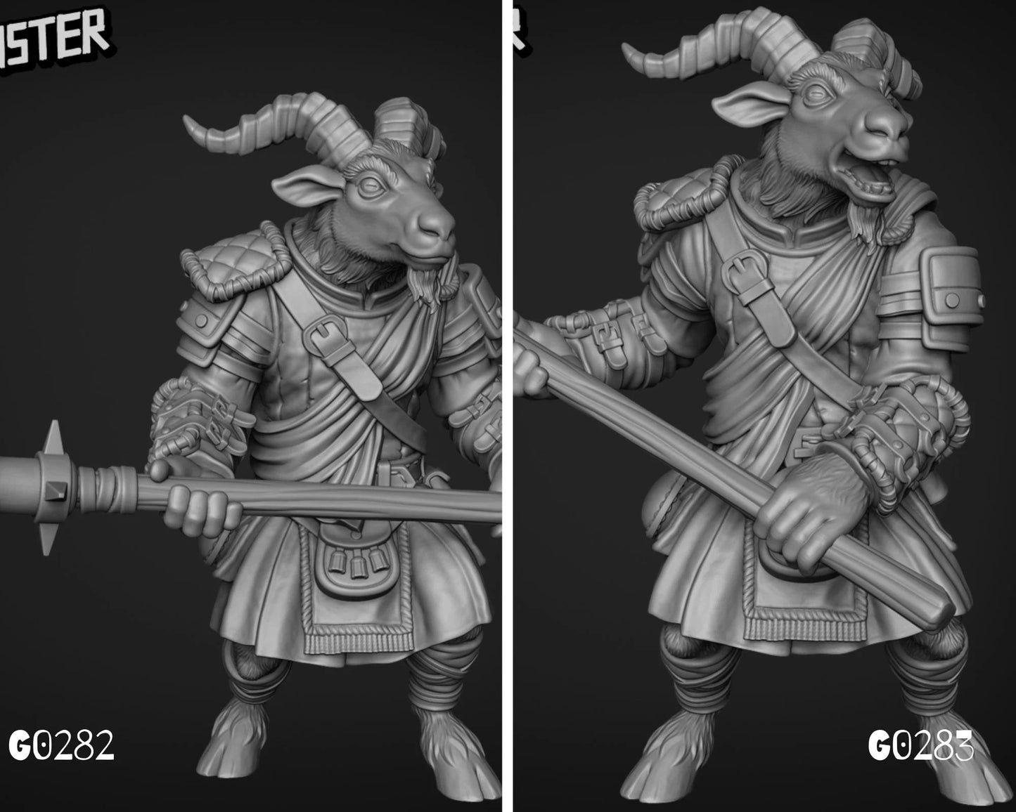 Beast Folk with Twohanded Mace Miniature - Set of 2 - 28mm