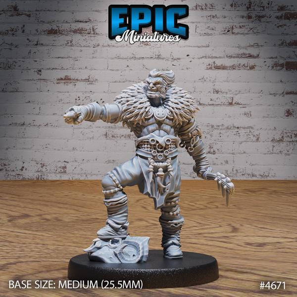 Beast Master, Human Barbarian Miniature - 4671 - 32mm