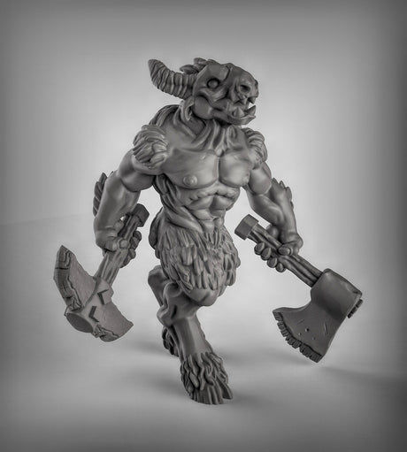 Beastmen Fighter Miniature | A - Tabletop RPG & D&D miniature. Perfect for wargaming & collectors