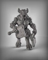 Beastmen Fighter Miniature | C - Tabletop RPG & D&D miniature. Perfect for wargaming & collectors