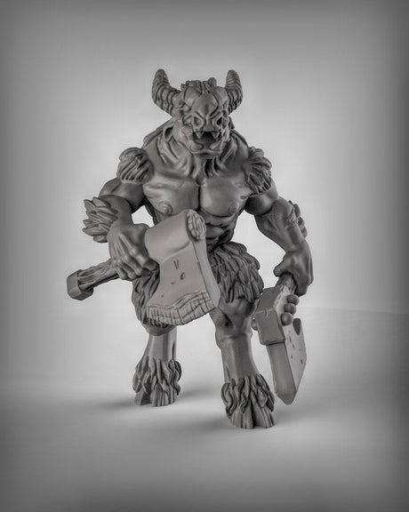 Beastmen Fighter Miniature | C - Tabletop RPG & D&D miniature. Perfect for wargaming & collectors