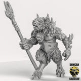 Beastmen with spears Miniature | A - Tabletop RPG & D&D miniature. Perfect for wargaming & collectors
