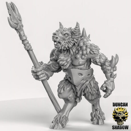 Beastmen with spears Miniature | A - Tabletop RPG & D&D miniature. Perfect for wargaming & collectors