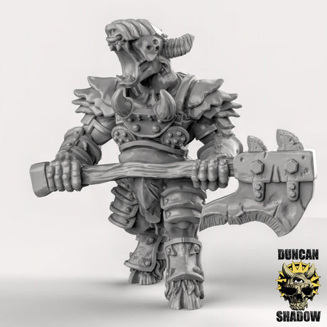 Heavy Armoured Elite Beastmen Miniature | A - Tabletop RPG & D&D miniature. Perfect for wargaming & collectors