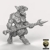 Beastmen with spears Miniature | A - Tabletop RPG & D&D miniature. Perfect for wargaming & collectors