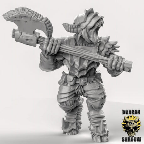 Heavy Armoured Elite Beastmen Miniature | C - Tabletop RPG & D&D miniature. Perfect for wargaming & collectors