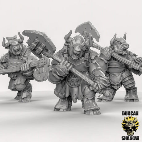 Heavy Armoured Minotaur Miniature | Set of 3 - Tabletop RPG & D&D miniature. Perfect for wargaming & collectors