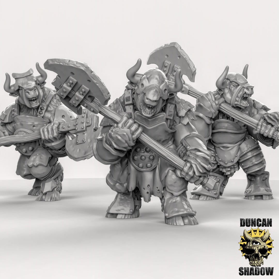 Heavy Armoured Minotaur Miniature | Set of 3 - Tabletop RPG & D&D miniature. Perfect for wargaming & collectors
