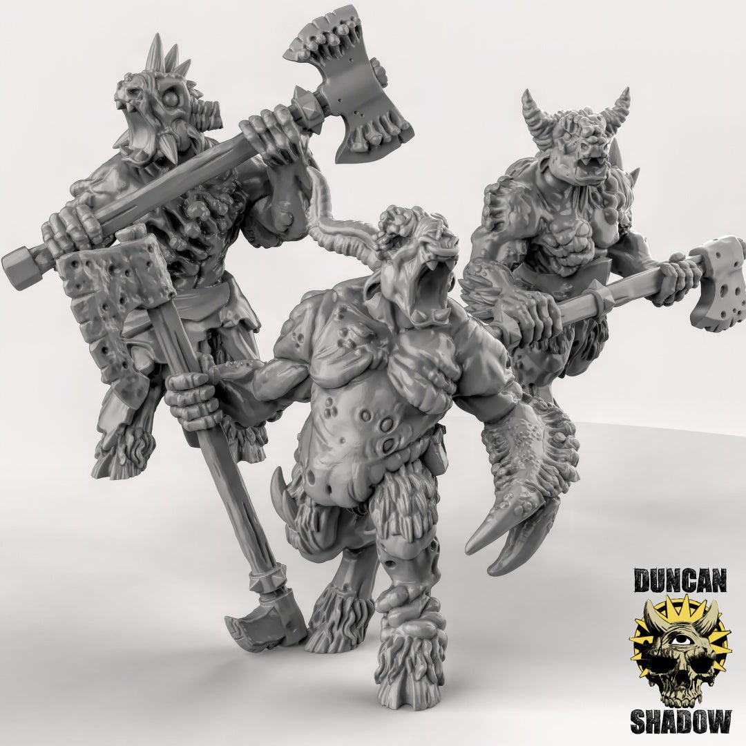 Beastmen Miniature | Set of 3 - Tabletop RPG & D&D miniature. Perfect for wargaming & collectors
