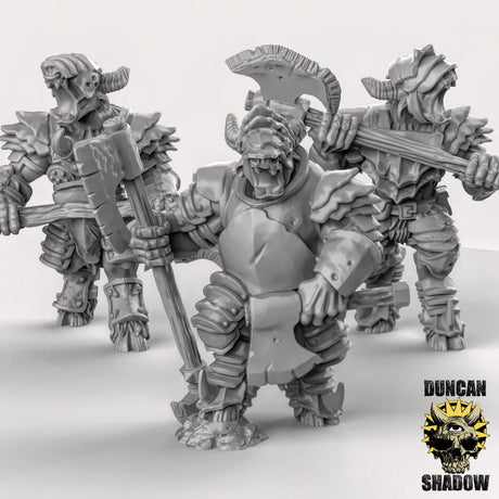 Heavy Armoured Elite Beastmen Miniature | Set of 3 - Tabletop RPG & D&D miniature. Perfect for wargaming & collectors