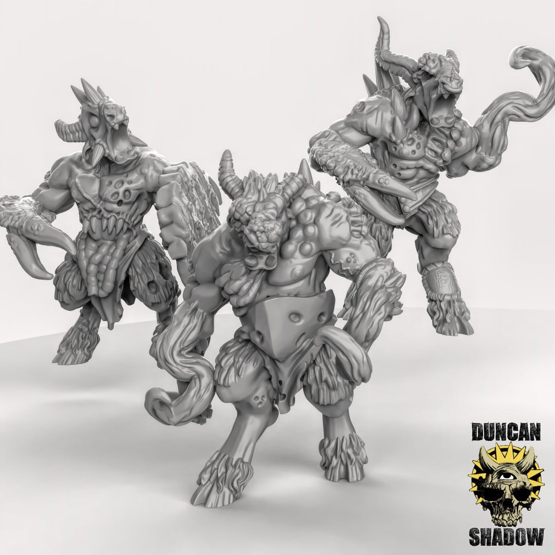 Mutated Beastmen Miniature | Set of 3 - Tabletop RPG & D&D miniature. Perfect for wargaming & collectors
