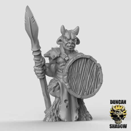 Tribal Beastmen Spearmen Miniature | D1005 - Tabletop RPG & D&D miniature. Perfect for wargaming & collectors
