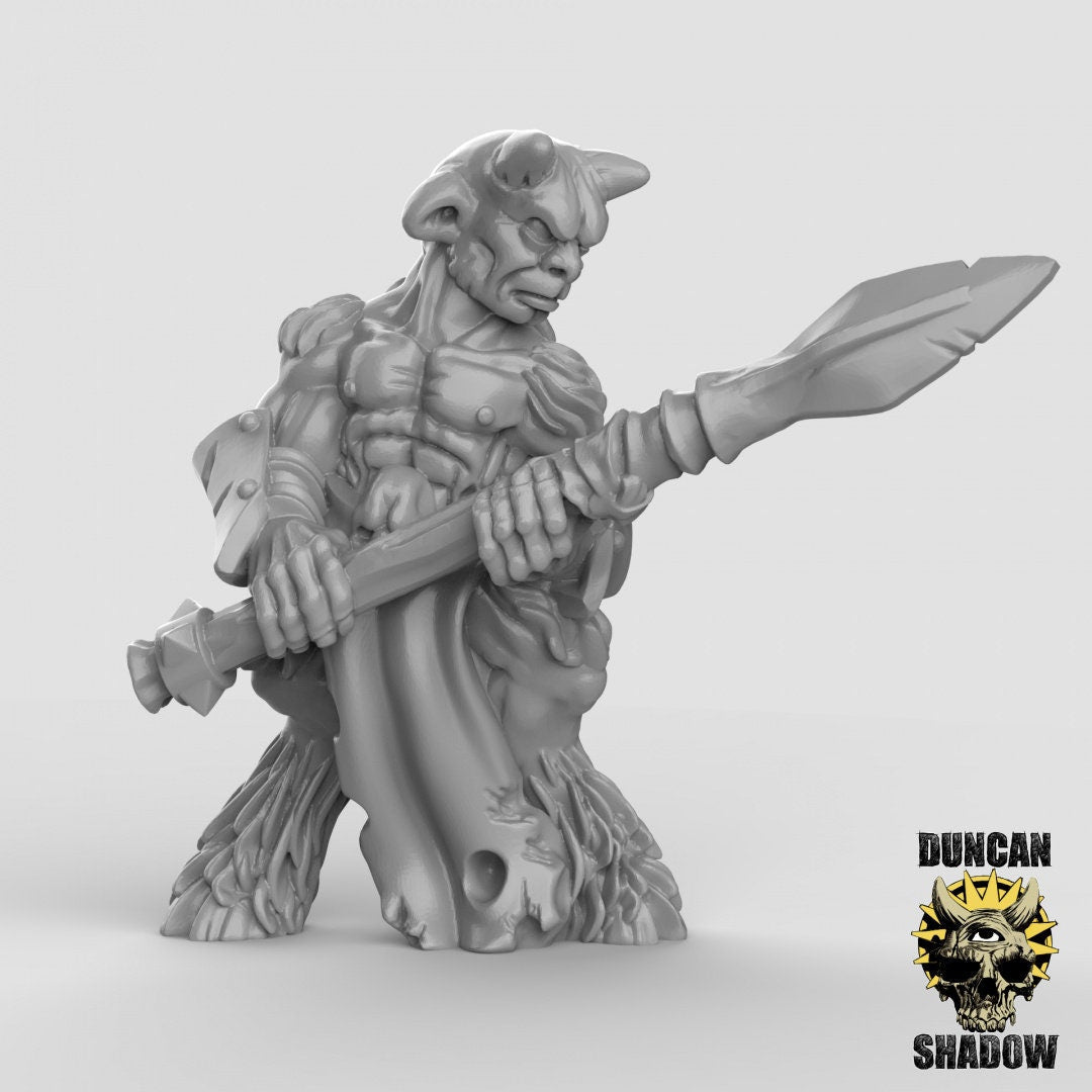 Tribal Beastmen Spearmen Miniature | D1006 - Tabletop RPG & D&D miniature. Perfect for wargaming & collectors