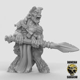 Tribal Beastmen Spearmen Miniature | D1007 - Tabletop RPG & D&D miniature. Perfect for wargaming & collectors