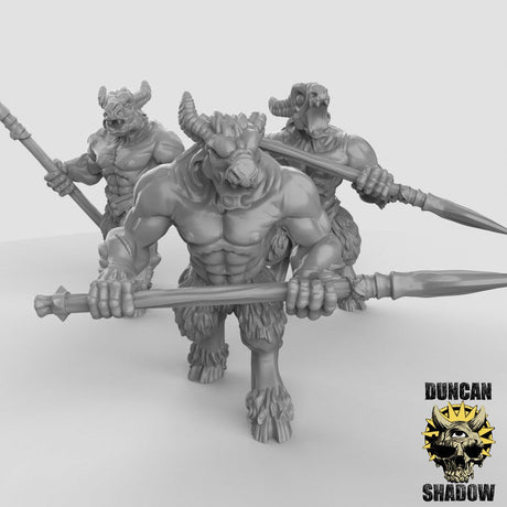 Beastmen Spearmen Miniature | Set of 3 - Tabletop RPG & D&D miniature. Perfect for wargaming & collectors